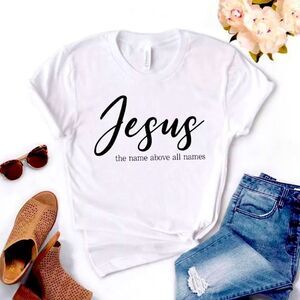 ⭐️Brand New Medium White Jesus  Printed T-shirt Women